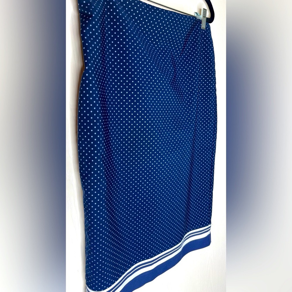 Women’s 7th Ave Navy blue and white polka dot A line skirt business size 10 - Picture 2 of 5
